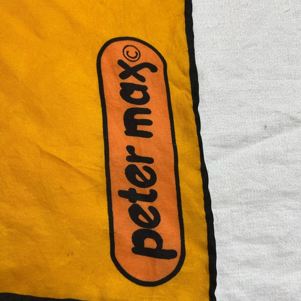 Peter Max Scarf Vintage 1970s Butterfly Psychedelic Vivid Color Gold Silk? - Picture 4 of 15